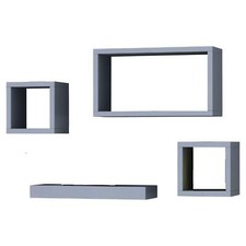SET 3/4 CUBE RECTANGLE WALL MOUNTED SHELVES FLOATING SHELF BOOKCASE HANGING NEW