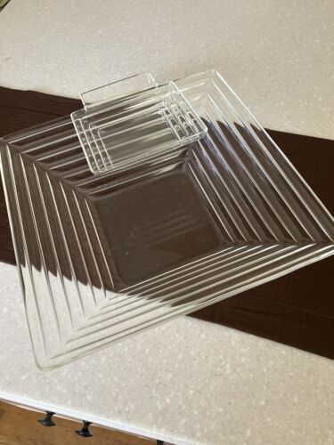 Grainware  Clear Lucite Chip N Dip Dish Entertaining - Picture 1 of 11