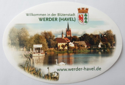 Aufkleber ''WERDER (HAVEL) - Blütenstadt'', 10,5 x 15 cm