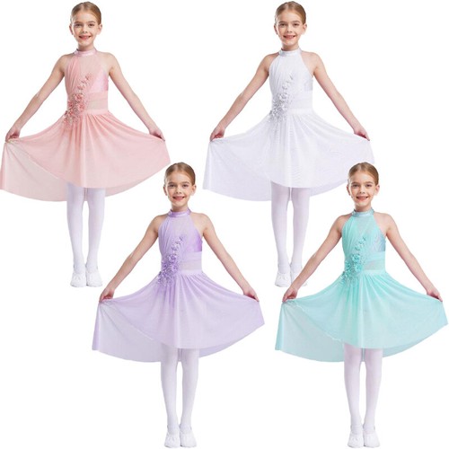 Kids Girls Skirt Performance Dancewear Lyrical Dress Tutu Dance Roller Costume - - Bild 1 von 72
