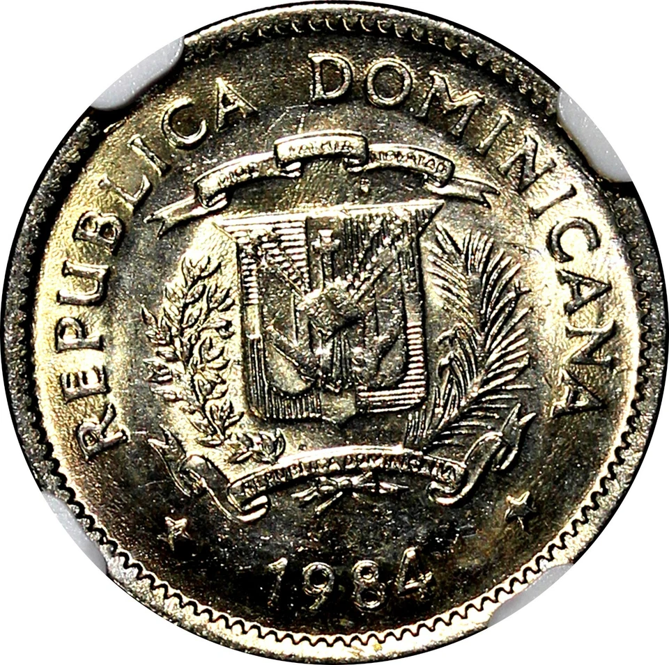 Dominican Republic Duarte 1984 MO 10 Centavos NGC MS65 Human Rights KM# 60 (49) - Image 4 of 4