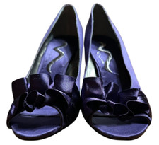 Nina Fulvia Womens Heels Purple Satin Ruffle Peep Toe Pump Size Us 8 M