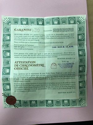 Original Vintage Rolex Watch 68158 / R813970 Used Certificate