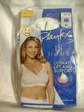 44D Playtex 18 Hour NIP White Comfort Strap Bra Wireless 4745 Floral Jacquard