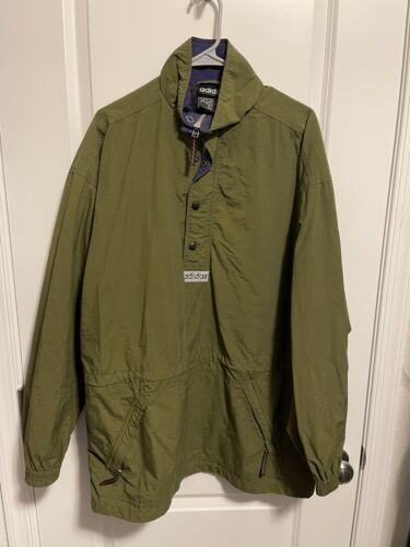 Vintage Adidas Raincoat sz L army green