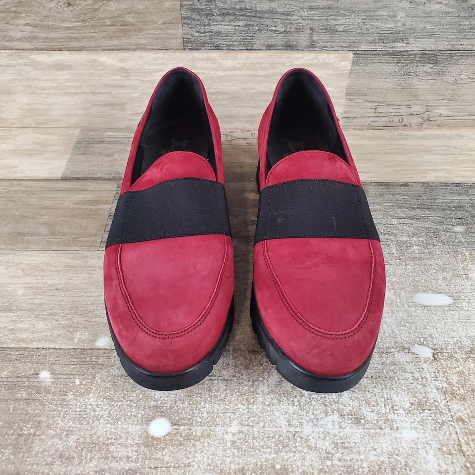 Mocasines Mephisto Loriane para mujer talla 6 borgoña nobuck sin cordones punta redonda planos Foto 2 de 4