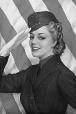 woman gives a military salute on the background WW2 Photo Glossy 4 6 in E003