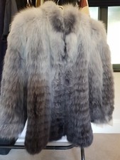Bnwt *stunning* Womens Real Fox Fur Coat Silver Fox Size 16 Large Rrp £2500