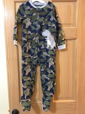 New Carter's 1pc Dinosaur Fleece Pajama Footie Sleeper Toddler Boy Camo