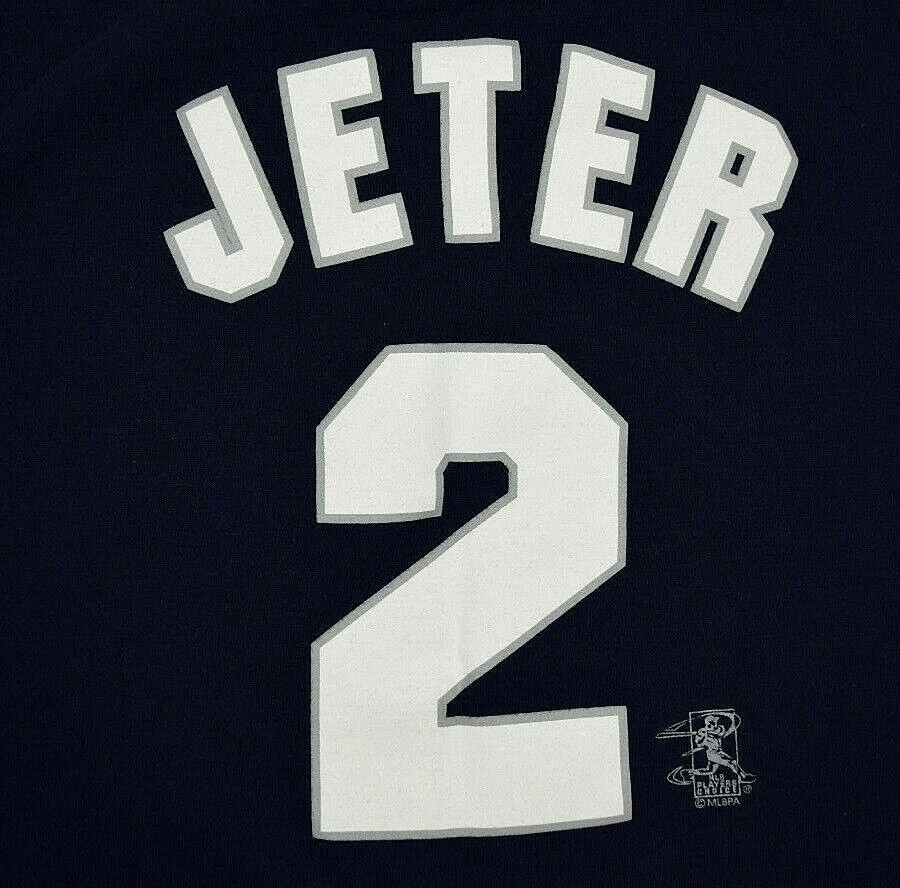 Camiseta De Colección MLB Derek Jeter Yankees Talla S Años 90 00 Azul Marino Blanco Serigrafía Foto 4 de 4