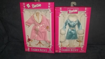 Fashion Avenue Barbie Collection Set Of 2 Outfits & Accessories Nice Pink &Blue!