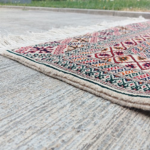 Alfombra de Lana 4'7"x7'10" Hecha a Mano Oriental Bokhara Tribal Sarouk Beige 140x240cm - Imagen 7 de 13