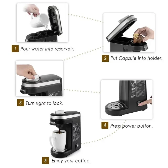 CHULUX Single Serve Coffee Maker for K Capsule and Ground Coffee, Single Cup - Image 3 of 4