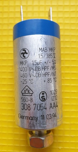 BOSCH SIEMENS Kondensator Trockner MAB MKP 1,5/385V   1,5uF   3087054AA4