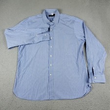 Ralph Lauren Shirt Mens 17.5 Blue Striped Dress Button Up Long Sleeve 