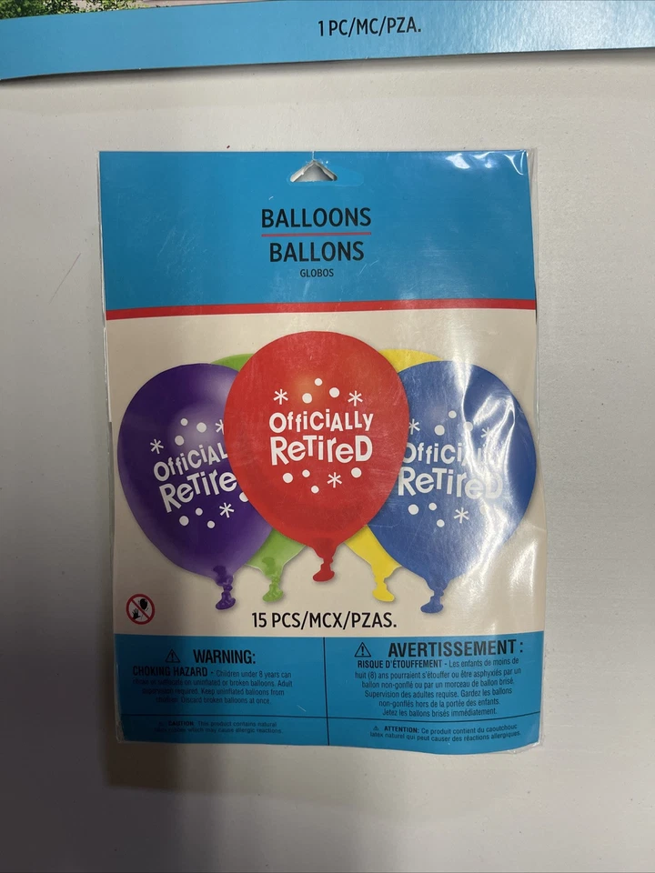 大量 多色 "Happy Retirement" 标志横幅 Amscan 65 x 33.5 & 气球 — 第 2/4 张图片