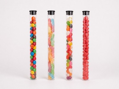 50 PCS Pack Clear Plastic Tubes with Plugs - Candy/Favor Container for Parties