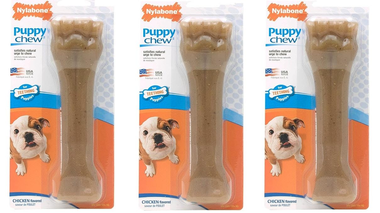 (3 Pack) Just for Puppies Chicken Flavored Bone Teething Che