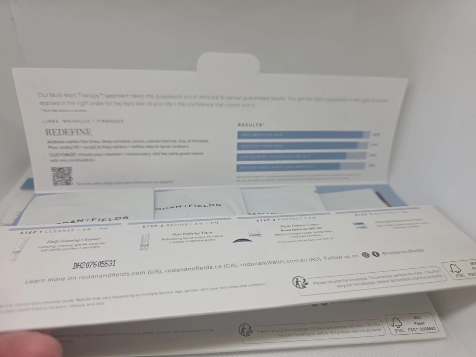 Lote de 3 Rodan + Fields Redefinir 3 Pasos Régimen Paquete de Muestra Nuevo en Paquete Viaje Foto 4 de 4