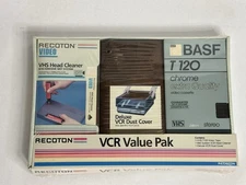 Recoton VCR Value Pack | VHS Tape  Dust Cover Head Cleaner NEW Old Stock 1986