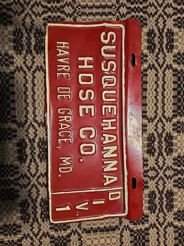 Susquehanna Hose Co. Havre De Grace, MD Div 1 License Plate
