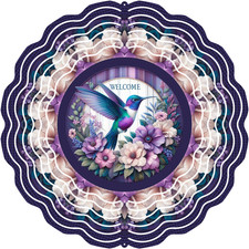 Hummingbird Welcome Decorative Aluminum Wind Spinner for Your Yard Porch Patio