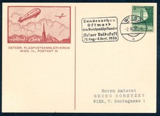 Germany, Austrian Air Mail Society postcard 1938, Zeppelin cachet