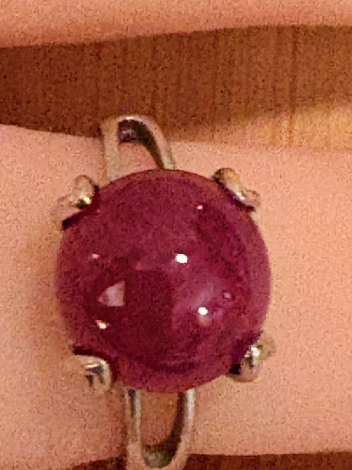 Sterling Silver Natural Ruby Cabochon Set Ring Si… - image 4