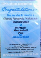 2026 Bowman Chrome Prospects 1 Aiva Arquette ...