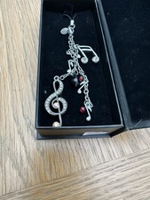 Swarovski Style Music Notes Themed Mobile Phone Charm. New In Box