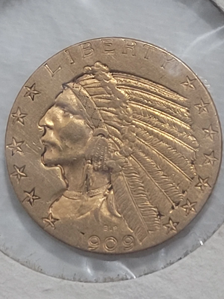 Uncertified 1909 Year Half Eagle $5 US Gold Coins (Pre - 1933) for