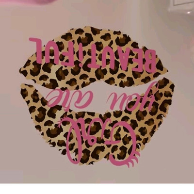 Wandtattoo Lippen Leopardenmuster  Girl you are beautiful  Vinyl 29x25 cm