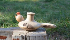 Carla Talashie - Rare Hopi Parrot Ladle Pot - Traditional Hopi Symbols - 10"