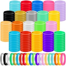 Aoriher 200 Pcs Silicone Wristbands Bulk Rubber Bracelets Solid Color Silicon