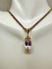 6.7 Carat Pink Kunzite Diamond Pendant Necklace Antique 14K Gold — photo 6