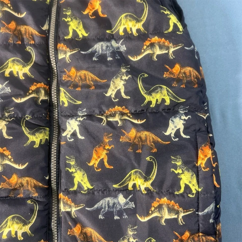 Chaleco acolchado de dinosaurios multicolor talla 7 unisex sin mangas para niños Foto 2 de 4