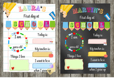 First Day of School Sign A4| Personalised or Blank |Reusable Dry Wipe Card Board