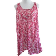 Ocean Pacific OP Pink Butterfly Racerback Tank Dress Juniors XL 15-17 Pink White