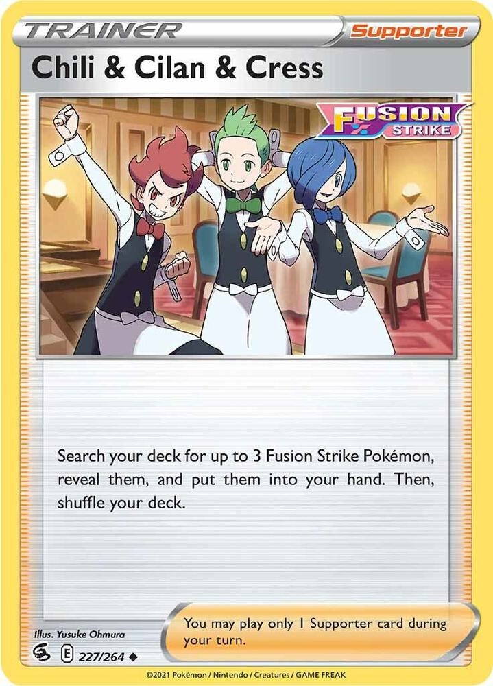 Chili & Cilan & Cress Uncommon SWSH08: Fusion Strike 227/264 NM