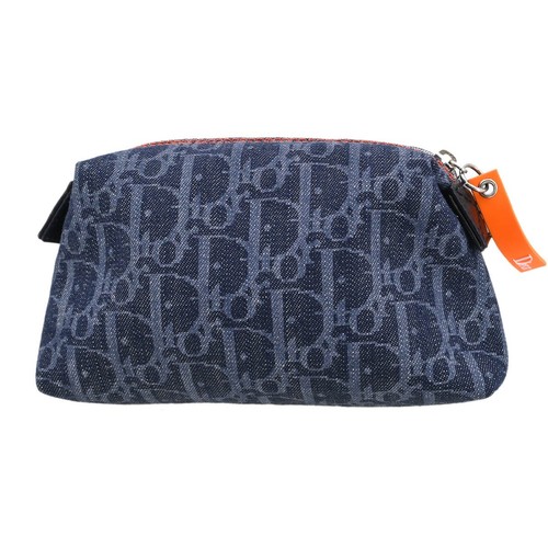 Christian Dior Navy Canvas Flight Trotter Cosmetic Pouch Bag CM1006 166055 - Picture 2 of 7