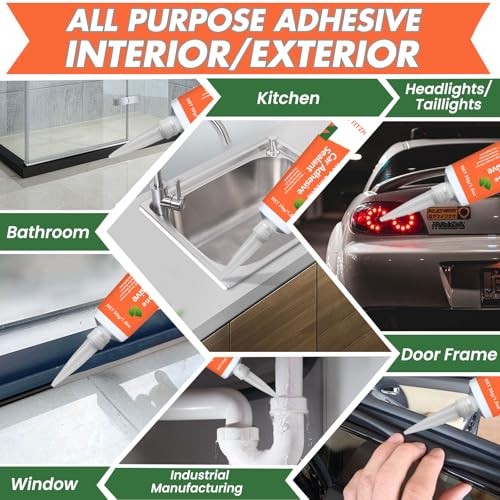 RTV Silicone Sealant Adhesive, 100% Waterproof Silicone Caulk, Strong White