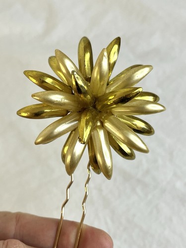 Vintage Sunburst Acrylic Hair Pin Made From Repurposed Jewelry