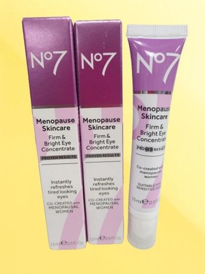 NO7 MENOPAUSE SKINCARE FIRM & BRIGHT EYE CONCENTRATE 0.5 OZ BOXED LOT OF 2
