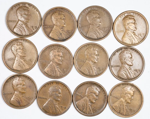 Lot of (12) 1919-S Lincoln Wheat Pennies All Very FIne (VF) Condition