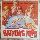 BATTLING TOPS VINTAGE 1968 IDEAL FAMILY BOARD GAME - 6 TOPS, 4 PULLERS & 3 PEGS