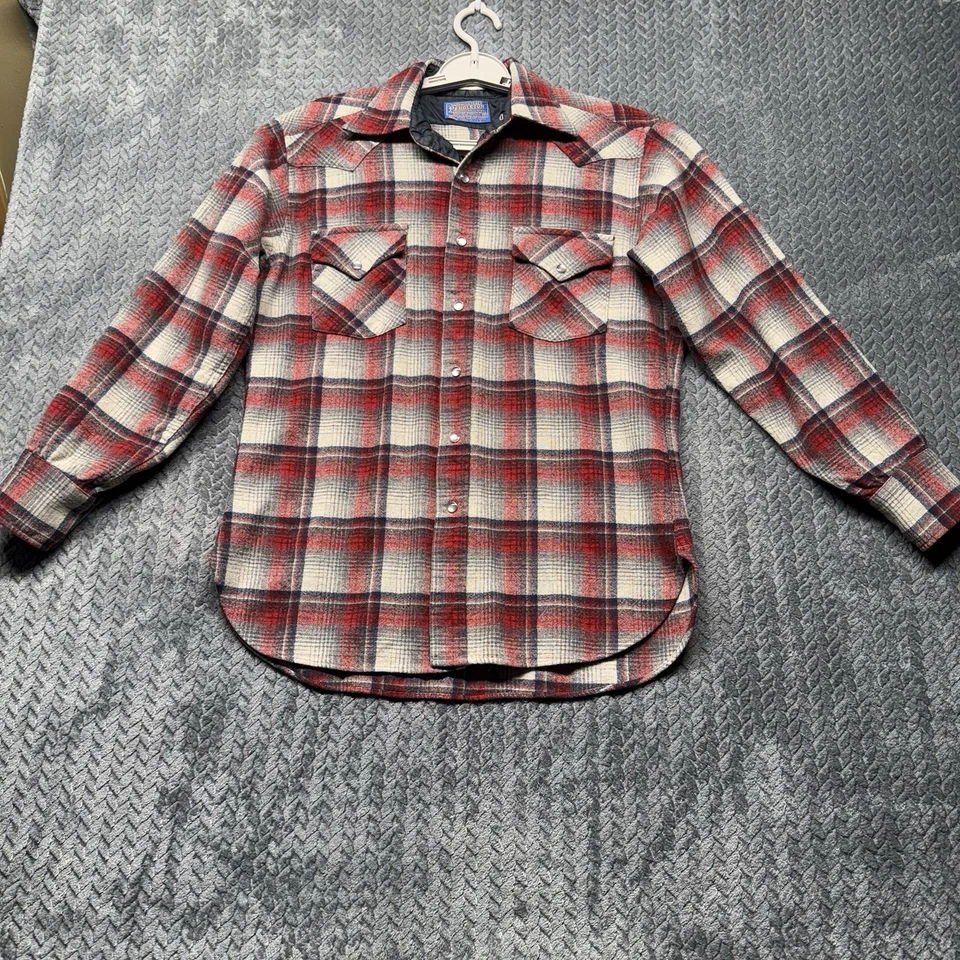 VTG Pendleton Shirt Men M High Grade Western Wear Wool Pearl Snap Red Plaid USA - Image 2 of 4