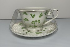 Grace Teaware Irish Shamrock Porcelain Tea Cup and Saucer Set New