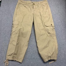 Tommy Hilfiger Women's Cargo Pants Size 8 Khaki Crop Capris Drawstring Hem