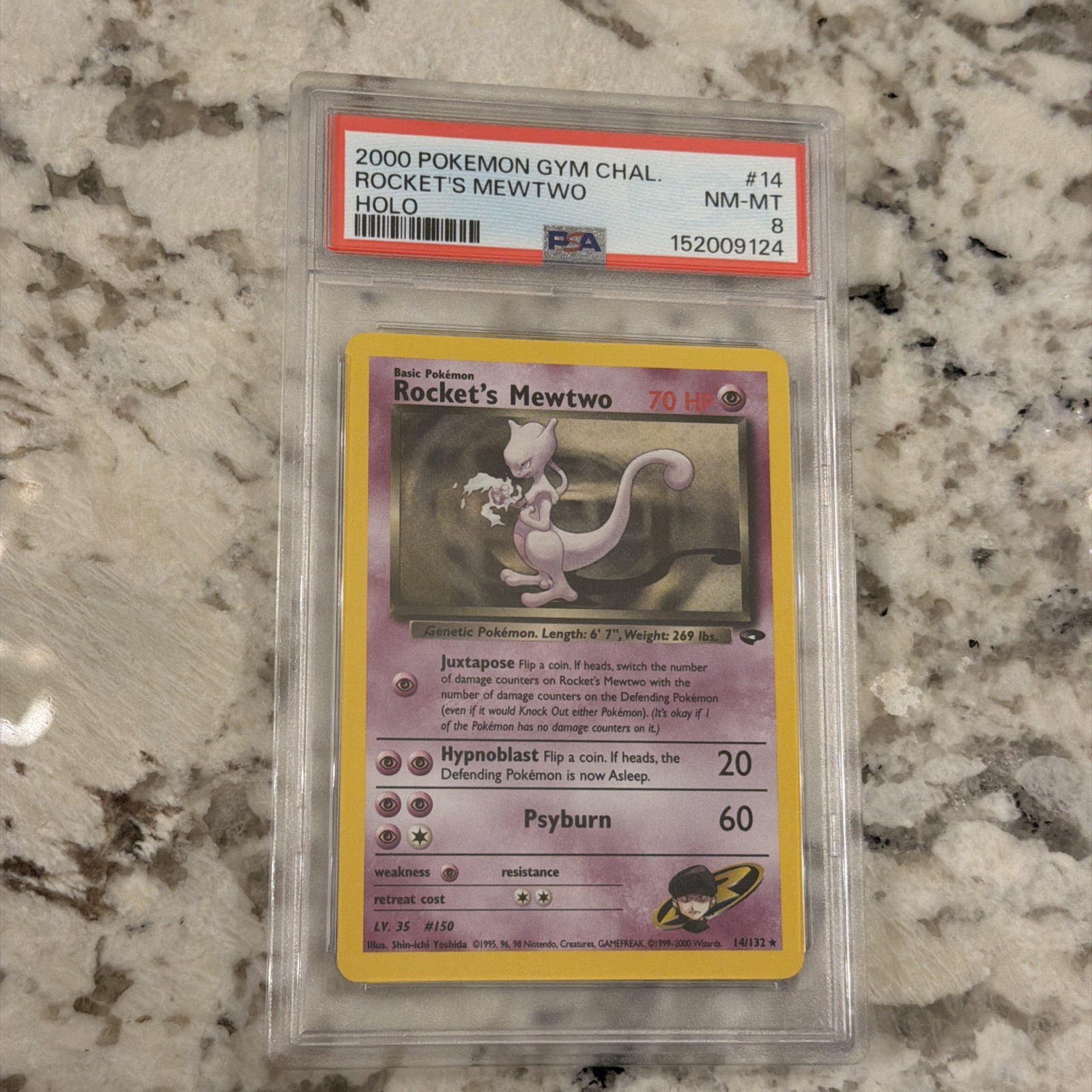 2000 Pokemon Gym Challenge-Rocket's Mewtwo Holo-14/132-PSA 8 NM/Mint