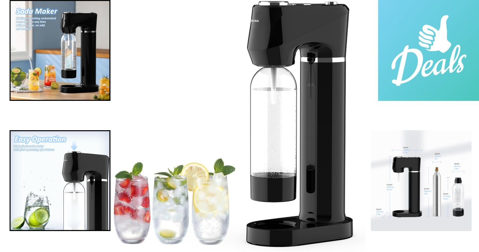 Compact Manual Carbonated Drink Maker: Healthy Home Soda Fountain with 1L Bottle